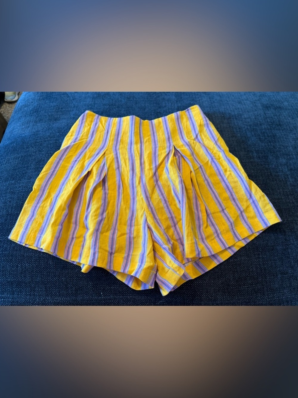 Windsor Yellow Striped Pleated Women’s Shorts